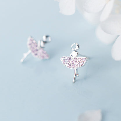 Pink Zircon Dancer Silver Earrings