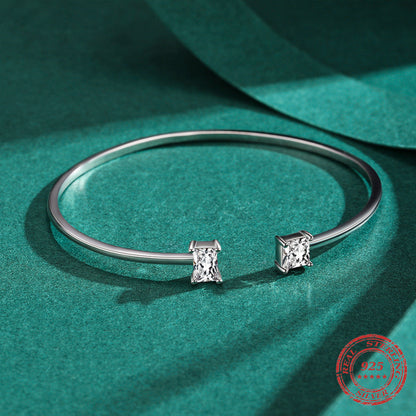 Asymmetry Sparkling Zirconia Bangle Bracelet