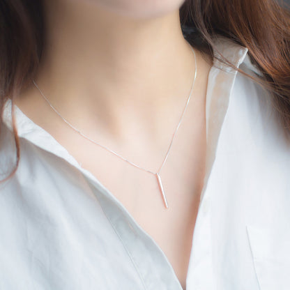 Sleek Silver Elegance Linear Pendant Necklace