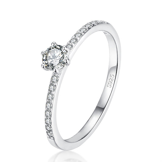 Silver Clear CZ Simple Wedding Ring