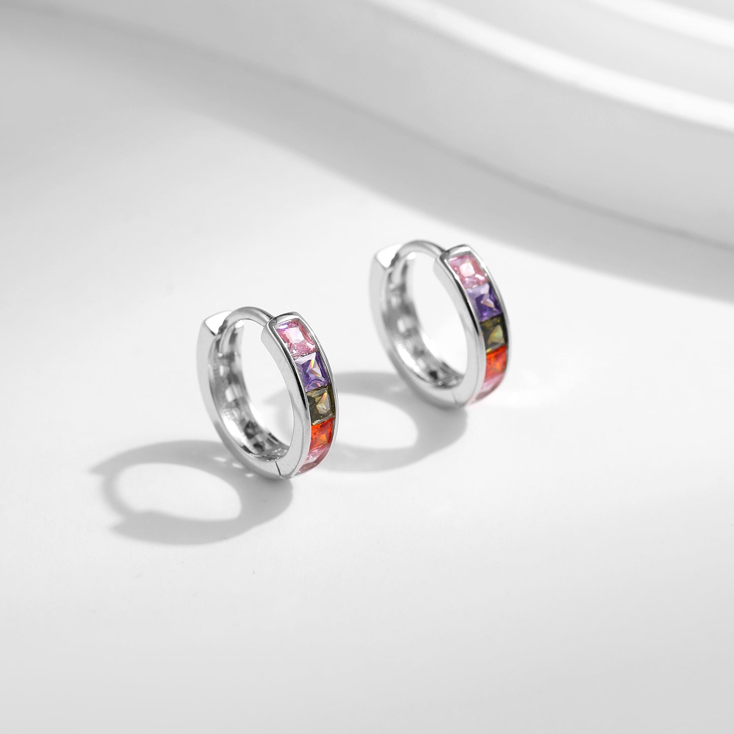 Trendy Colorful Zirconia Hoop Earrings