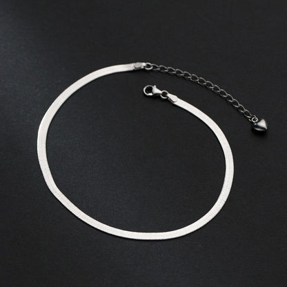 Simple Snake Chain Silver Anklet