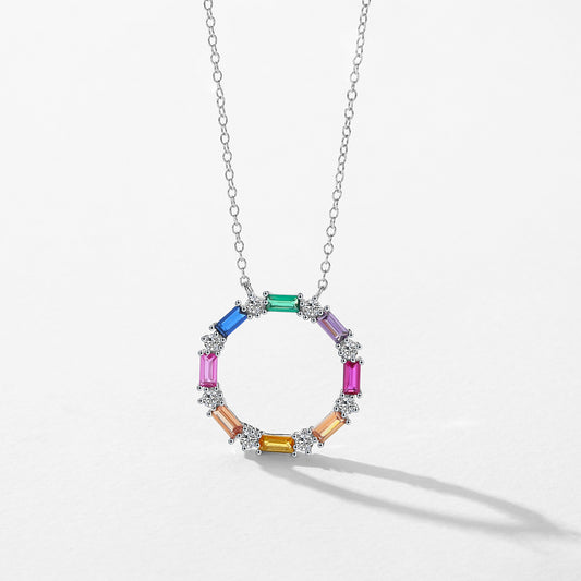 Rainbow CZ Pendant Necklace