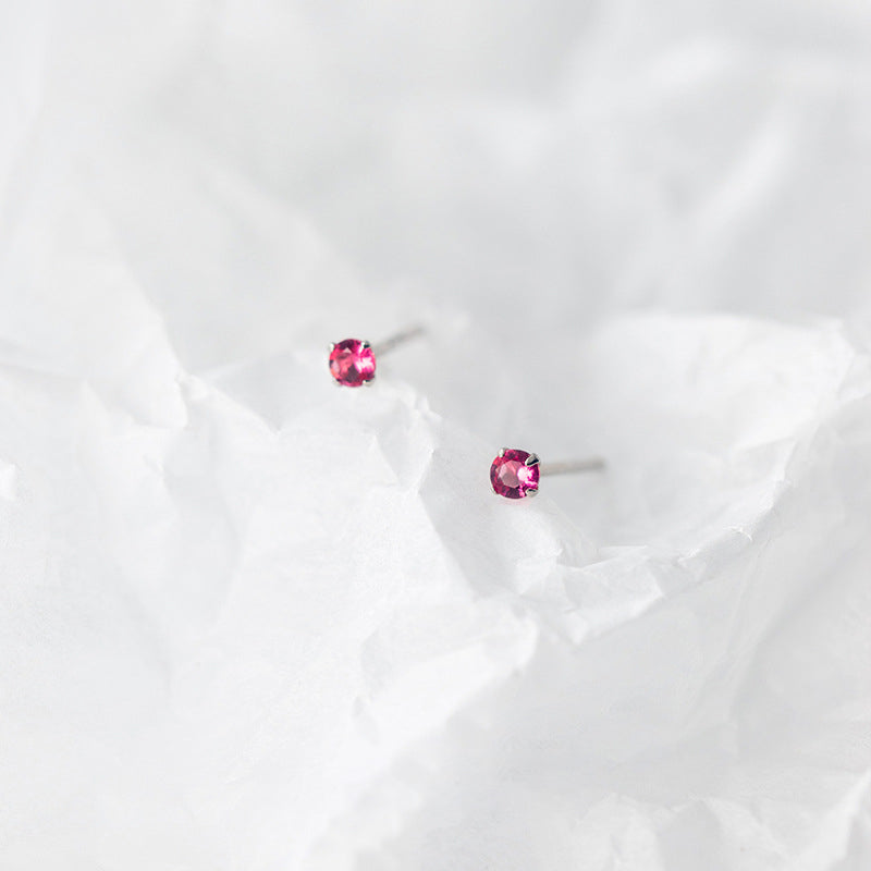 Colored CZ Platinum Plated Earrings