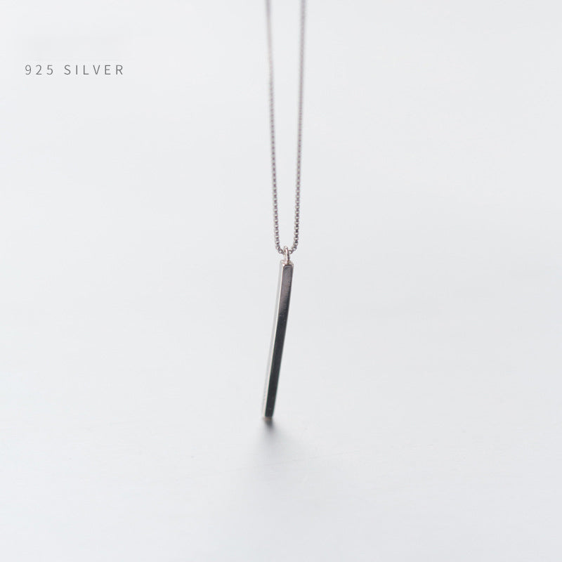 Sleek Silver Elegance Linear Pendant Necklace