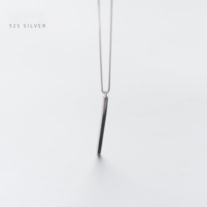 Sleek Silver Elegance Linear Pendant Necklace