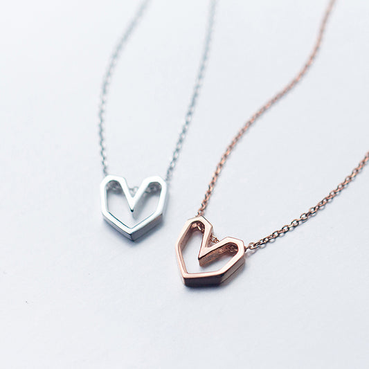 Rose Gold Silver Heart Choker