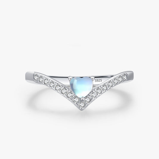 Arrow Heart Cut Moon Stone Ring