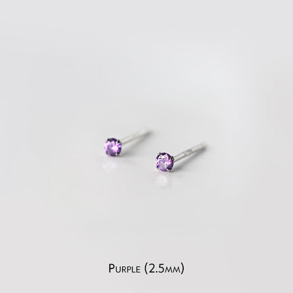 Colored CZ Platinum Plated Earrings