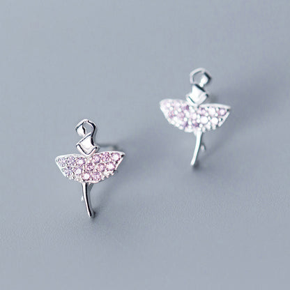 Pink Zircon Dancer Silver Earrings