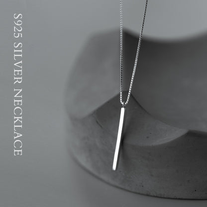 Sleek Silver Elegance Linear Pendant Necklace