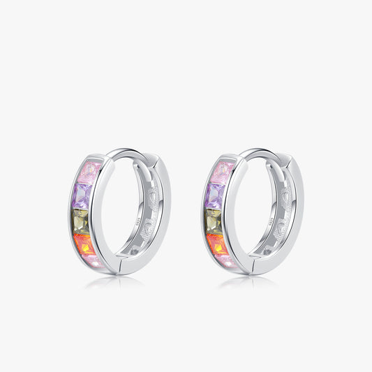 Trendy Colorful Zirconia Hoop Earrings