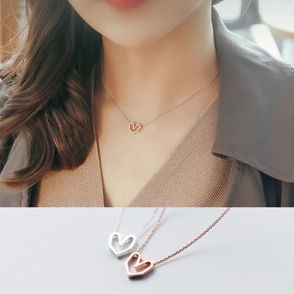 Rose Gold Silver Heart Choker