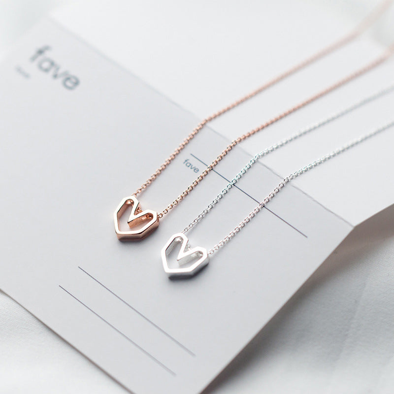 Rose Gold Silver Heart Choker