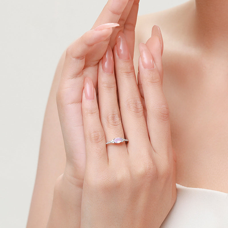 Pink Moonstone Stackable Finger Ring