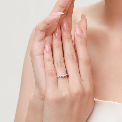 Pink Moonstone Stackable Finger Ring