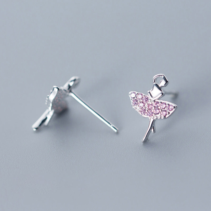 Pink Zircon Dancer Silver Earrings