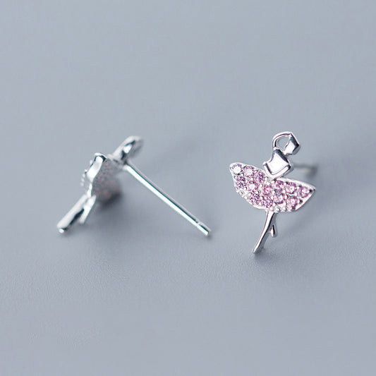 Pink Zircon Dancer Silver Earrings