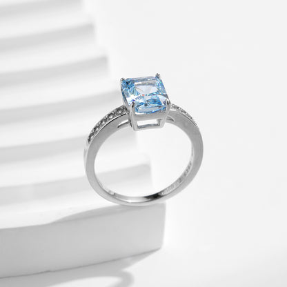 Rectangle Crushed Ice Zirconia Ring