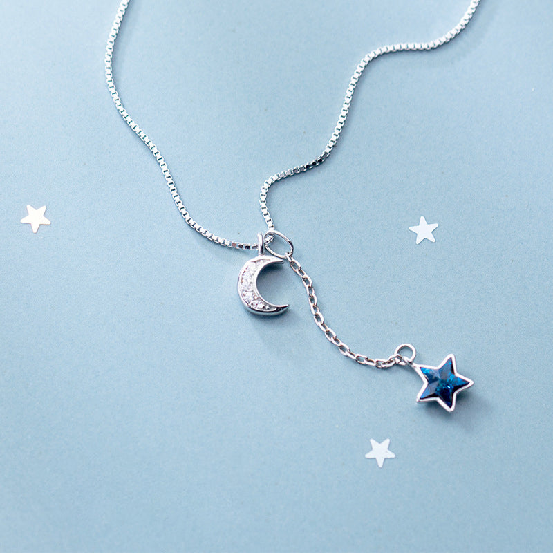 Sterling Silver Shining Crescent and Star Pendant