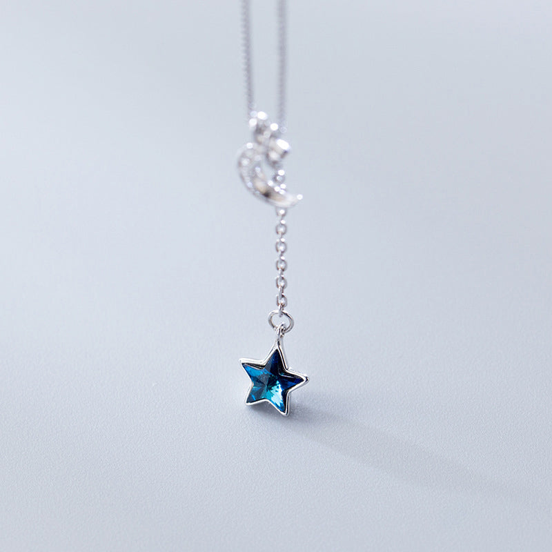 Sterling Silver Shining Crescent and Star Pendant