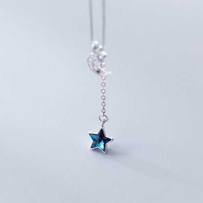 Sterling Silver Shining Crescent and Star Pendant