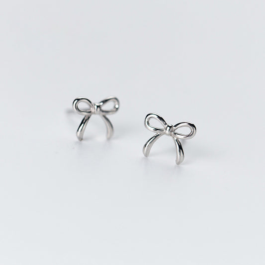 Bowknot Sterling Silver Stud Earrings