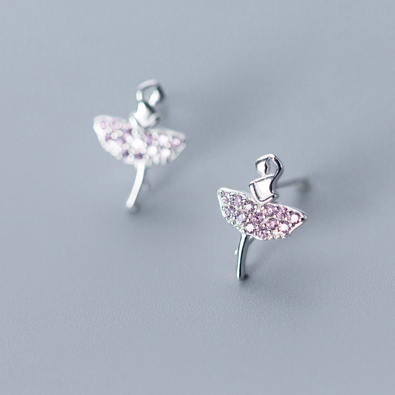 Pink Zircon Dancer Silver Earrings